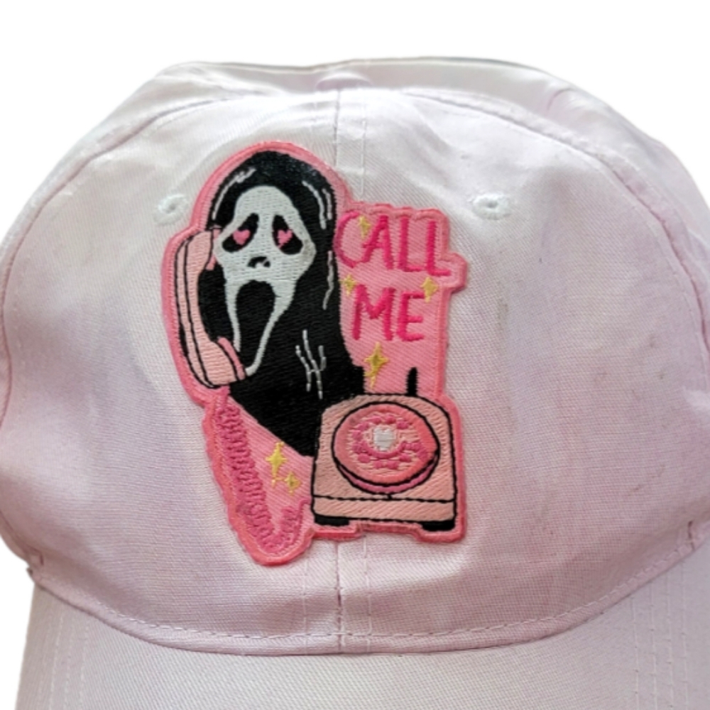 Distressed Pink Halloween Spooky Hat Curved Bill Adjustable